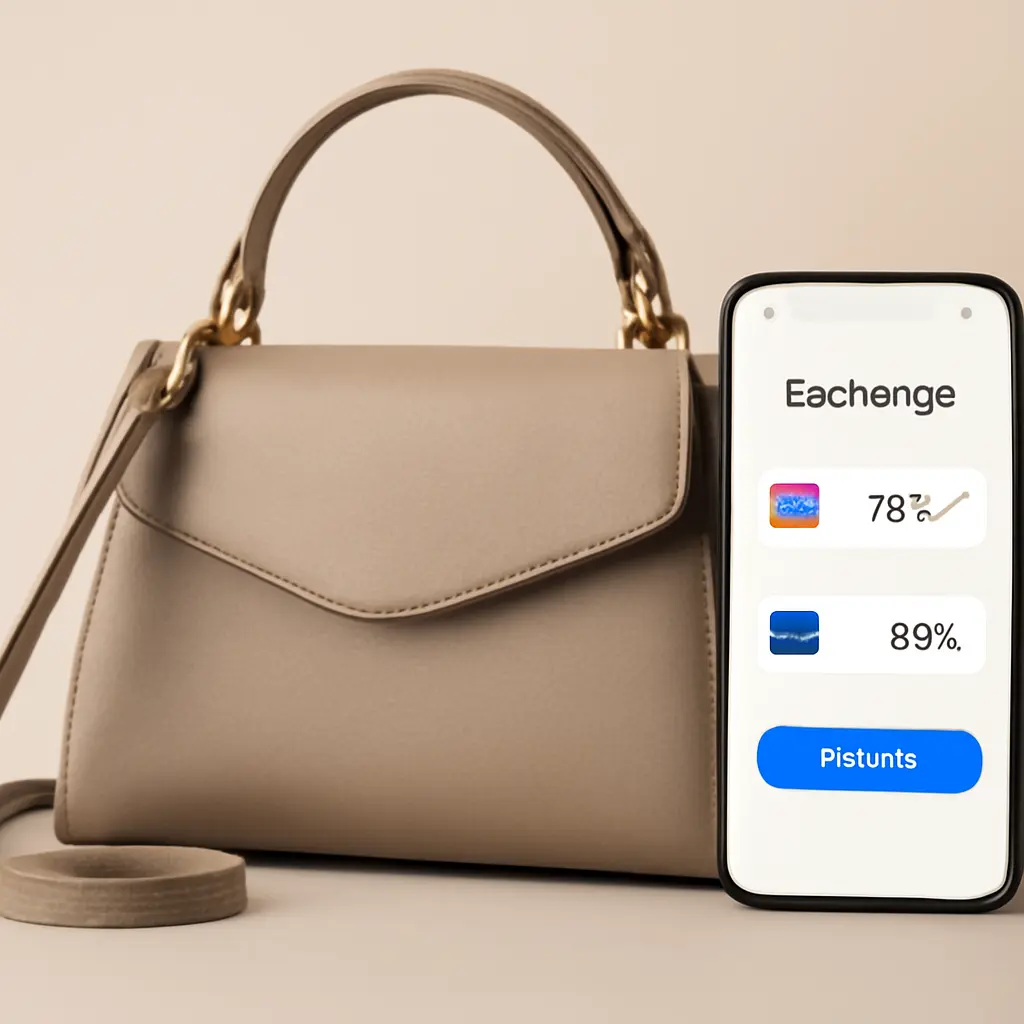 Женская сумка и смартфон с приложением обмена