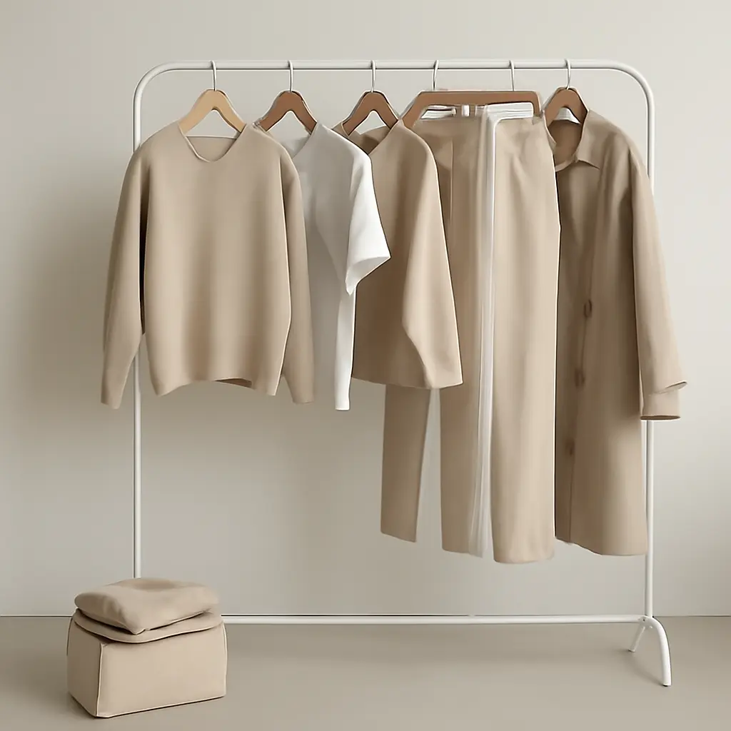 Капсульный гардероб Небольшой аккуратный капсульный гардероб на вешалке