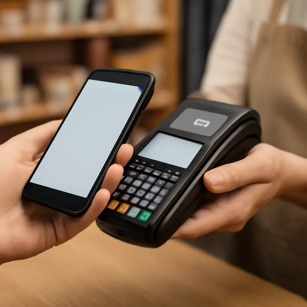 Покупатель оплачивает покупку с мобильного устройства