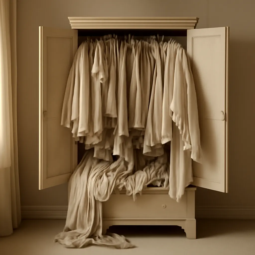 Переполненный шкаф Переполненный шкаф с одеждой и аксессуарами